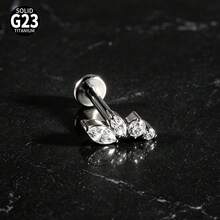 1PC Equisite CZ Marquise Wing Tragus Conch Earring ASTM Solid Titanium Inlaid Zirconia Flatback Lip Nose Tragus Cartilage Rook Earring Bodyjewelry - 1 Titanium Lip Stud - View 13