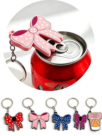 1pc Cute Bow/Gift Can Opener Keychain, Portable Soda Beer Can Opener, Easy Pull Tab Removal Tool, Perfect Gift For Girls, Cute Daily Bag Charm, Great Gift For Friends, Family, Loved Ones, Home Decor, Outdoor Garden Decor, Home & Kitchen