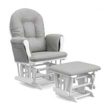 Storkcraft Premium Hoop Glider & Ottoman, Natural/Beige - White/Light Gray - View 1