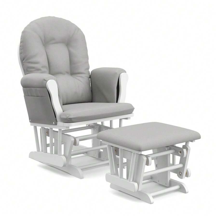 Storkcraft Premium Hoop Glider & Ottoman, Natural/Beige - White/Light Gray - View 1