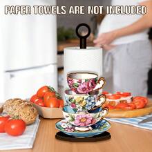 This Kitchen Paper Towel Holder Features A Stylish Teacup Pattern, Can Also Be Used As A Bathroom Toilet Paper Holder, And Is Suitable As A Decoration For Afternoon Tea Gatherings, As Well As For Use In The Kitchen, Living Room And Other Areas. - Multicolor - View 6