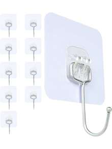 1-30pcs Heavy Duty Self-Adhesive Hooks, Suitable For Keys, Bathroom, Shower, Outdoor, Kitchen, Door, Home Decor, Utility Room - One Size - View 11