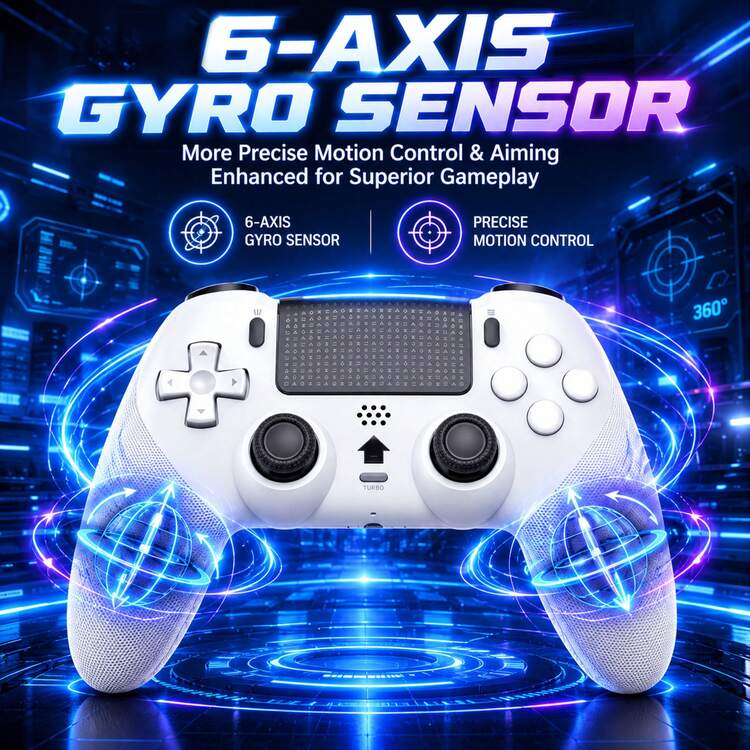 適用於 P5、P5 Slim、P5 Pro、PC 的無線控制器，配備霍爾效應搖桿、雙震動馬達、六軸陀螺儀、宏指令編程、Turbo 模式、1000mAh 電池、內建揚聲器、麥克風、3.5mm 耳機插孔 - 查看 5