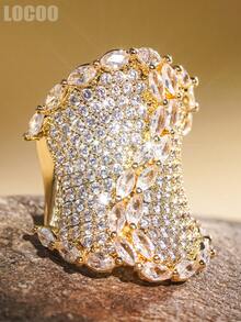 1pc Romantic Cubic Zirconia Ring For Women, Wedding Engagement Party Jewelry, Valentine's Day Gift - 1# - View 4
