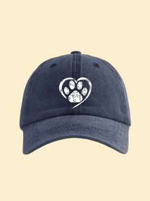 1pc Distressed Dog Paw Print Washed Baseball Cap, Classic Casual Vintage Style, Soft Sweat-Absorbing Band, Adjustable Size, Sun Protection, Versatile Retro Dad Hat - Multicolor - View 7