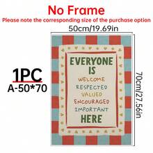 1pc Everyone Is Welcome Print, Hand-Drawn Classroom Wall Art, Diversity And Inclusion Poster, School Counselor Office Decor Wall Decor Bedroom Decor - Multicolor - View 15