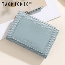 Women's Bi-Fold PU Woven Clutch Wallet, Multiple Card Slots, ID Window, Zipper Coin Pocket, Portable Small Wallet - Multicolor - View 11