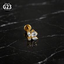 1 Buah Anting-anting CZ Berkilau Bentuk Salib Marquise Bunga Jahat ASTM Titanium Padat Ulir Internal Bertatahkan Gugus Zirkonia Datar untuk Bibir Hidung Tragus Tulang Rawan - 1 tindik bibir titanium - View 14