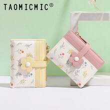 Women's Small Foldable Wallet, Cute Floral PU Material Wristlet, Portable Card Holder, 3D Flower Decor, Multi-Card Slots, ID Window, Coin Purse - Multicolor - View 10