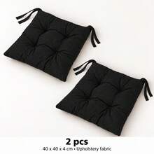 40 X 40 X 4 Cm Chair Seat Cushions, Square Polyester Chair Pads, 1, 2, 4 Or 6 Piece Packs, 8 Solid Colours - Black - View 8