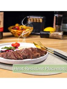 1/2/4/8pcs Dual-Color Fabric Texture Leather Placemats, Washable Heat-Resistant Coasters, Wipe Clean Faux Leather Placemats, Non-Slip Waterproof For Indoor And Outdoor Use - Multicolor - View 6