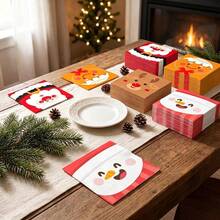 20/40/60pcs Christmas Party Napkins Santa Snowman Gingerbread Man Elk Disposable Paper Napkins For Xmas Winter Holiday Party Decorations - Christmas - View 5