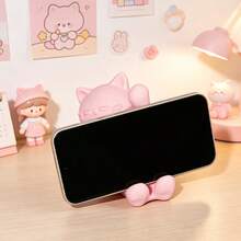 1pc Cat Shaped Phone Holder, 3D Printed Mobile Phone Support, Cute Kawaii Desktop Phone Stand, Creative Tabletop Decor For Office Home Bedroom, Decor Gadgets To Support Your Cellphone - Phone Stand - View 6
