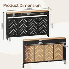 Radiator Cover With Drawers, Wooden Radiator Shelf Pipe Covers Cabinet For Living Room Bedroom Hallway - Black + Wood Grain - View 14