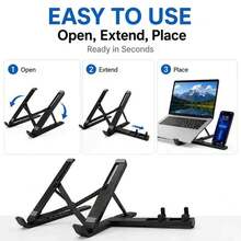 Giá đỡ 3 trong 1 cho laptop, máy tính bảng và điện thoại, xoay 360° và gấp gọn, điều chỉnh đa góc, nhẹ và di động, phù hợp cho điện thoại thông minh, máy tính bảng và laptop - Xem 1
