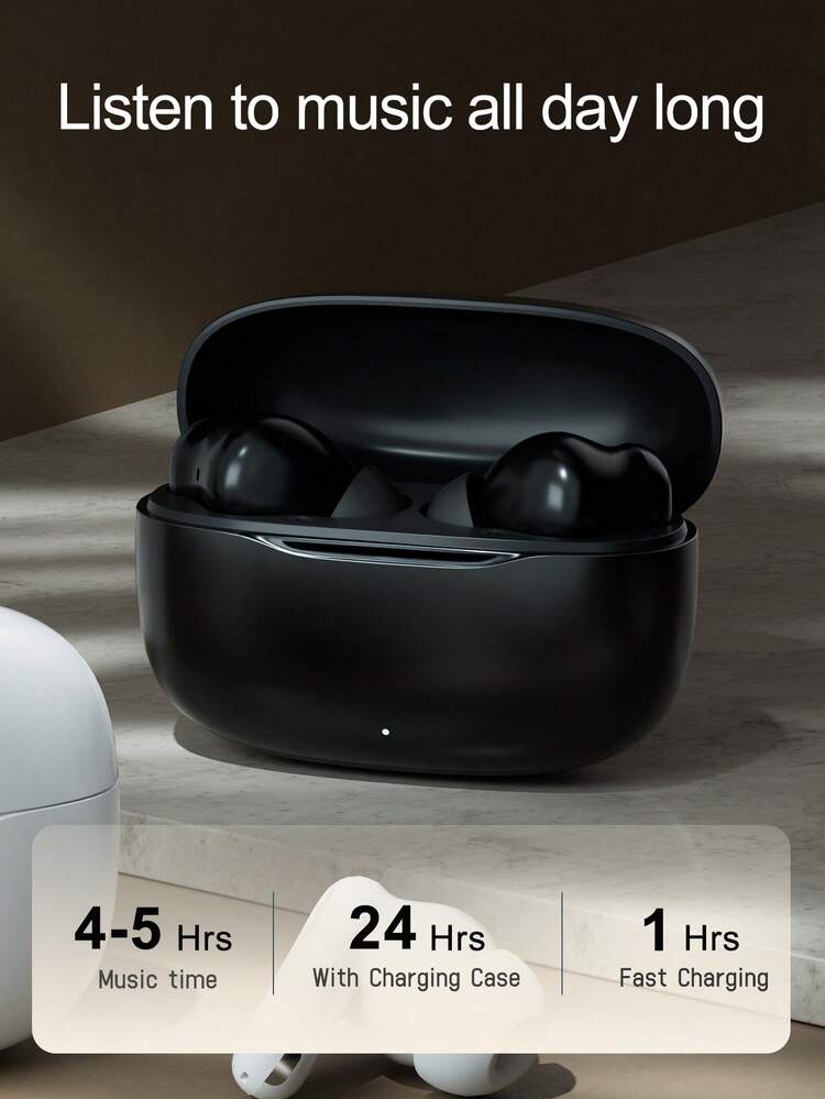 True Wireless Bluetooth Earbuds With Built-In Microphone For Clear Calls, Long Battery Life, Sweat-Resistant Design, Compatible With IOS And Android Devices, Suitable For Fitness, Running And Daily Use - White - View 2