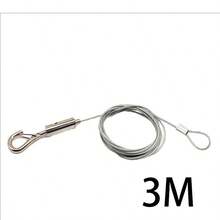 1/2/3/4/5m Heavy Duty Stainless Steel Picture Hanging Wire Rope, Practical Silver With Carabiner, Customizable Hanging Cable, Art Frame Suspension Rope, Suitable For Gallery Display And Indoor Wall Decor - Adjustable Stainless Steel Cable - View 2