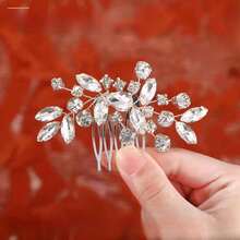 1pc Bridal Rhinestone Handmade Hair Comb, Wedding Dress Headpiece Accessory, Suitable For Wedding, Engagement, Evening Party And Photo Props - Multicolor - View 4