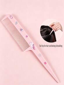 Girl Style Cartoon Pointed Tail Fine Tooth Comb Set With 1000pcs Disposable Rubber Bands, Multi-Color, For Daily Grooming, Stage Hairstyling, Sectioning And Hair Care - Multicolor - View 3