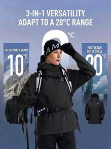 CAMEL CROWN 女款 Chama PLUS 三合一專業戶外夾克，防水登山與攀登外套，適合戶外探險 - 鑽石黑 - 查看 6