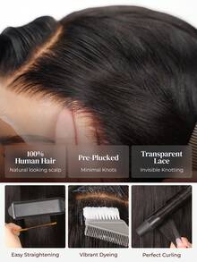 ARABELLA Highlight #30 Color 13x4 Transparent Lace Front Wig Body Wave 100% Human Hair 150% / 180% Density Options Invisible Knots Pre Plucked Natural Hairline For Women Beginner Friendly - Multicolor - View 9
