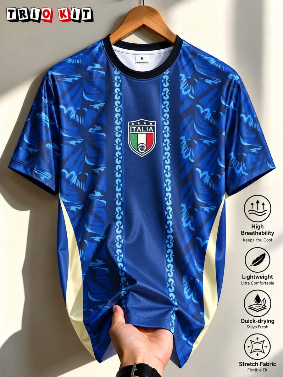 Camiseta de fútbol para hombres y jóvenes de Italia, nueva parte superior cómoda de otoño, adecuada para partidos, uso diario, regalo deportivo