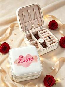 Velvet Square Jewelry Box Portable Storage For Earrings, Ear Studs, Necklaces, Rings, Bracelets - Multicolor - View 1