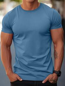 Men's Casual Printed Short Sleeve T-Shirt Graphic Everyday Commute Tee Shirt - Dusty Blue - View 1