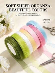 1pc Soft Touch Yarn Snowflake Chiffon Wide Bouquet Ribbon, Ins Style Transparent Mesh, Floral Cake Gift Box Packaging Decoration, Suitable For Bow Hair Accessory Making, Bouquet Binding, Gift Box Packaging, Chair Back Decoration - Multicolor - View 5
