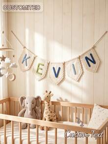 Personalized Canvas Lace Trim Name Bunting, Multi-Letter Multi-Color Triangle Flags, Customizable Your Name, Room Decor Banner, Fabric Letter Garland, Letter Room Decor Sign, Birthday Party Bunting Banner, Christmas Party Decoration - Multicolor - View 2