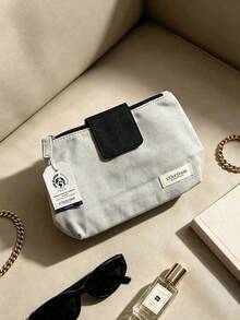 Light Grey Portable Zipper Cosmetic Pouch Large Capacity Travel Makeup Storage Bag Toiletry Organizer For Skincare Accessories Daily Trip Gift L'Occitane Makeup Bag - White + Black - View 3
