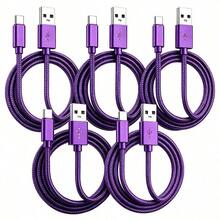 5pcs Fast Charging USB-A To Type-C Charging Cables, Nylon Braided Durable Phone Charging Cables, 1m Long, Compatible With Android Phones, And Other Type-C Devices, Suitable For Travel Essentials/Car Accessories/Desktop Accessories, Pink/Purple - Multicolor - View 14