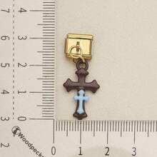1pc Cute Chocolate Blue Enamel Zinc Alloy Charm, Heart Star Bow Bear Dangle Pendant For DIY Bracelet Necklace Jewelry Making - Blue and Coffee Color-block Design - View 18