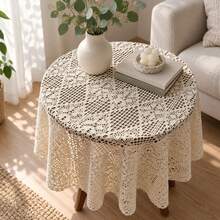 Vintage Crochet Lace Tablecloth, Hollow Knit Dust Cover For Nightstand, TV, Refrigerator, Washing Machine, Dining Coffee Table, Small Household Appliances - Multicolor - View 8