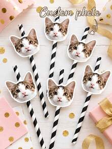 Custom Face Photo Straws - Personalized Birthday Straws, Party Decor, Custom Face Paper Straws, Personalized Birthday Photo Straws, Bachelorette Party Straws, Fun Photo Decoration, Bachelorette Party Gift - Multicolor - View 2