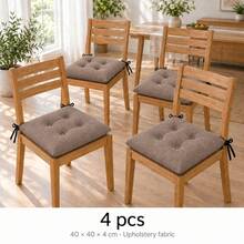 40 X 40 X 4 Cm Chair Seat Cushions, Square Polyester Chair Pads, 1, 2, 4 Or 6 Piece Packs, 8 Solid Colours - Brown - View 5