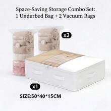 1pc Large White Foldable Underbed Storage Bag, Multi-Functional, Can Be Used To Store Blankets, Skirts, Bedding, Pillows, Clothes, Space-Saving, Suitable For Labor Day Promotion, Underbed Storage, Storage Bag, Clothing Storage - White - View 13