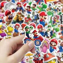 SUPER MARIO BROS. 1 set/50 stiker karakter game kartun, cocok untuk mendekorasi laptop, botol minum, skateboard, dan koper. Hadiah pesta yang bagus untuk anak-anak dan penggemar. (Gaya acak) - MultiWarna - View 2