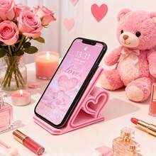 Romantic Heart-Shaped Phone Stand - Perfect Valentine's Day Gift For Her, Stylish Desktop Decor, Portable & Anti-Slip, Multi-Scenario Use: Live Streaming/Work/Broadcasting/Online Learning - New Arrival - View 9