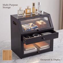 Multi-Layer Black Tabletop Storage Organizer, Dustproof Display Case With Translucent Window, Multi-Purpose Countertop Rack For Kitchen, Bathroom, Office, Christmas Gift - Black - View 1