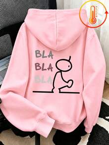 Tween Girl Fun Print Sweatshirt, Warm & Comfortable Thermal Lined Pullover Sweatshirt For Autumn/Winter - Pink - View 1
