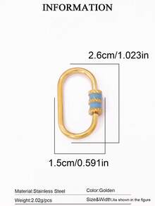 1pc Stainless Steel Oval Threaded Clasp Hook Spiral Buckle, DIY Jewelry Necklace Bracelet Making Accessories - DIY Buttons - View 15