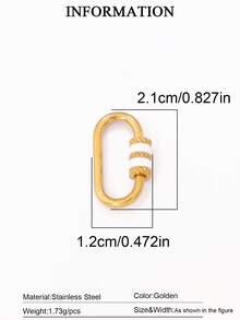 1pc Stainless Steel Oval Threaded Clasp Hook Spiral Buckle, DIY Jewelry Necklace Bracelet Making Accessories - DIY Buttons - View 16