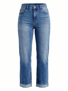 Women's Skinny Stretch Denim Cropped Pants Casual Spring, Everyday Wear Fall - Blue - View 6