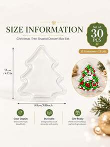 Bộ 30 hộp đựng tráng miệng hình cây thông Noel (15 hộp + 15 nắp), hộp nhựa trong đựng kẹo, bánh quy, cupcake có nắp cho tiệm bánh, quà tặng tiệc, quà Giáng sinh, trang trí bàn tiệc lễ hội và trang trí món tráng miệng - Trong sáng - Xem 6