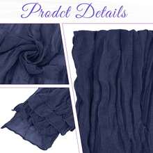 16 Pack Navy Blue Cheesecloth Table Runners, Gauze Table Runner, Rustic Boho Sheer Cheese Cloth Fabric Runner, Long Wrinkled Table Decor Bulk For Wedding, Party, Bridal Shower, Baby Shower, Birthday, Reception, Thanksgiving, Christmas, Garden Party - Navy Blue - View 6