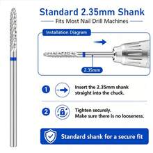 1/2/4/5PCS Professional Nail Drill Bit Cone Carbide Manicure Drill For Electric Milling Cutter Nail Files Buffer Nail Art Equipment Accessory - Silver - View 6