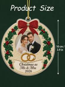 個性化客製照片珍珠鑽石畫裝飾品,DIY 壓克力樹脂吊飾,Mr & Mrs 首個聖誕節紀念品,適用於節日聖誕樹裝飾,獨特的新婚婚禮禮物,送給夫妻、新娘、寵物愛好者、家人與朋友 - 彩色 - 查看 9