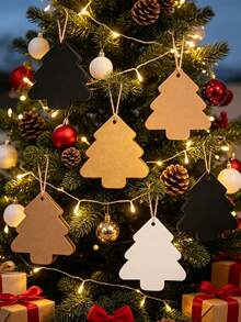 50pcs Christmas Tags Christmas Tree Shaped Cards Suitable For Christmas Tree Hanging Gift Packaging Tags Cards Theme Party Holiday Celebration Gift Giving Birthday Party Graduation Ceremony - multicolor - View 1