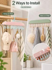 Dopamine Styleclothes Rack,Wavy Over-The-Door Hook Rack-A Multifunctional Hanger For Bras, Hats, Bags, And Accessories; Space-Saving And Suitable For Homes And Dormitories.Closet Organizer And Storage - Multicolor - View 2